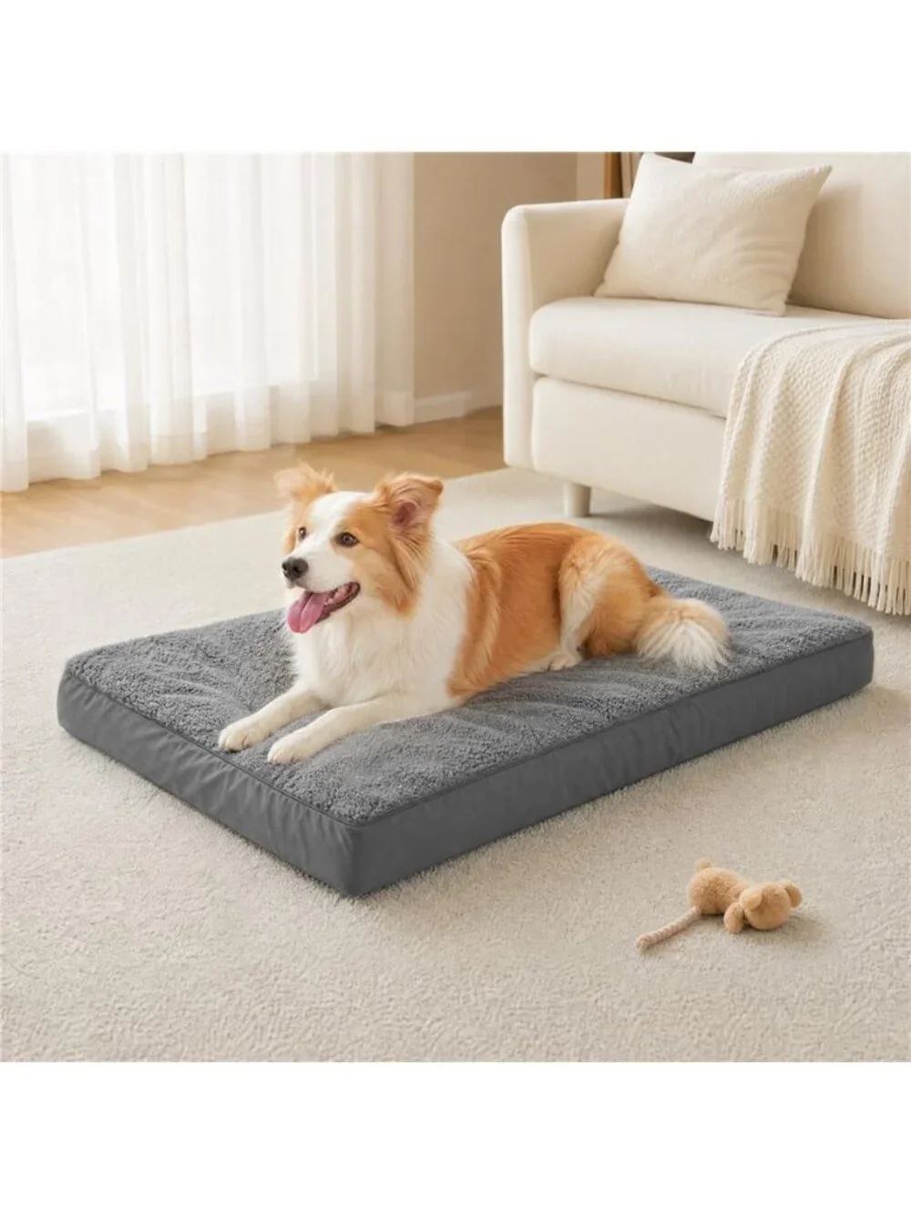 35in Dog Bed Large Dog Orthopedic Crate Bed with Removable Washable L（35*22*3）